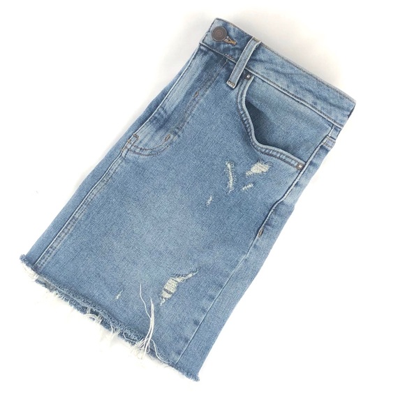 Forever 21 Fringed Denim Skirt - Picture 3 of 4